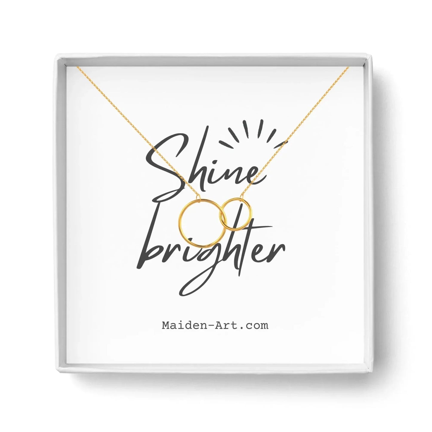 14K Gold Plated Two Circle Interlocking Pendant Necklace - STREET STYLE