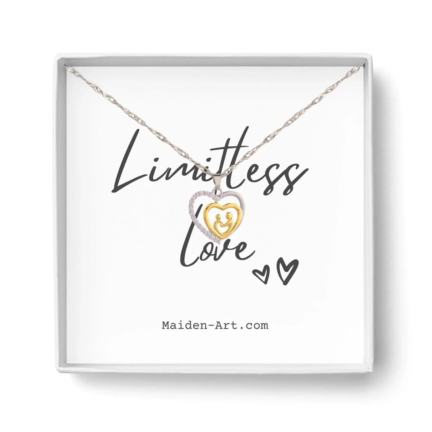 Mother and Child Necklace Pave Heart Pendant Necklace - STREET STYLE