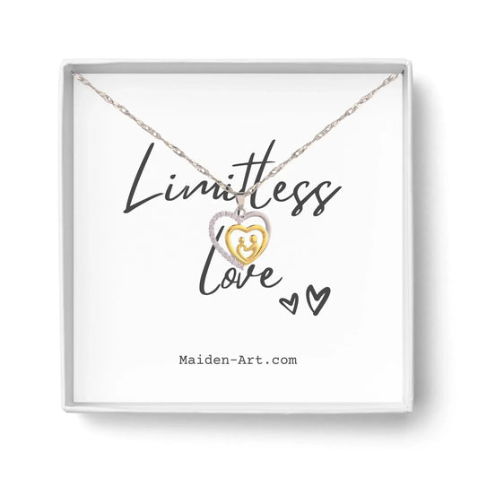 Mother and Child Necklace Pave Heart Pendant Necklace - STREET STYLE