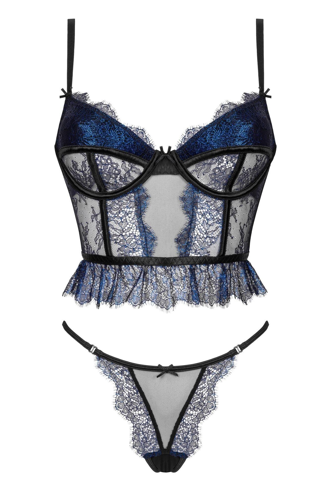 Sheer Lace Longline Bra & Sexy String Beauty Night Saphira - STREET STYLE
