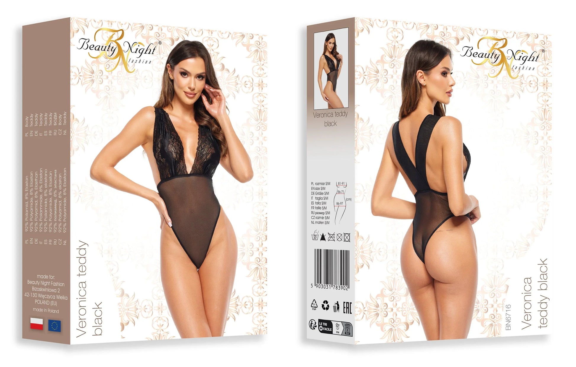 Sexy Deep Cleavage Lace Bodysuit Veronica Black - STREET STYLE