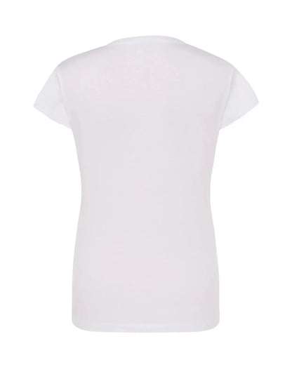 T-shirt donna bianca, 100% cotone pettinato, stile streetwear urban, vista posteriore
