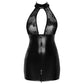 Sexy Deep Plunge Wetlook Mini Dress Noir Handmade Curvy - STREET STYLE