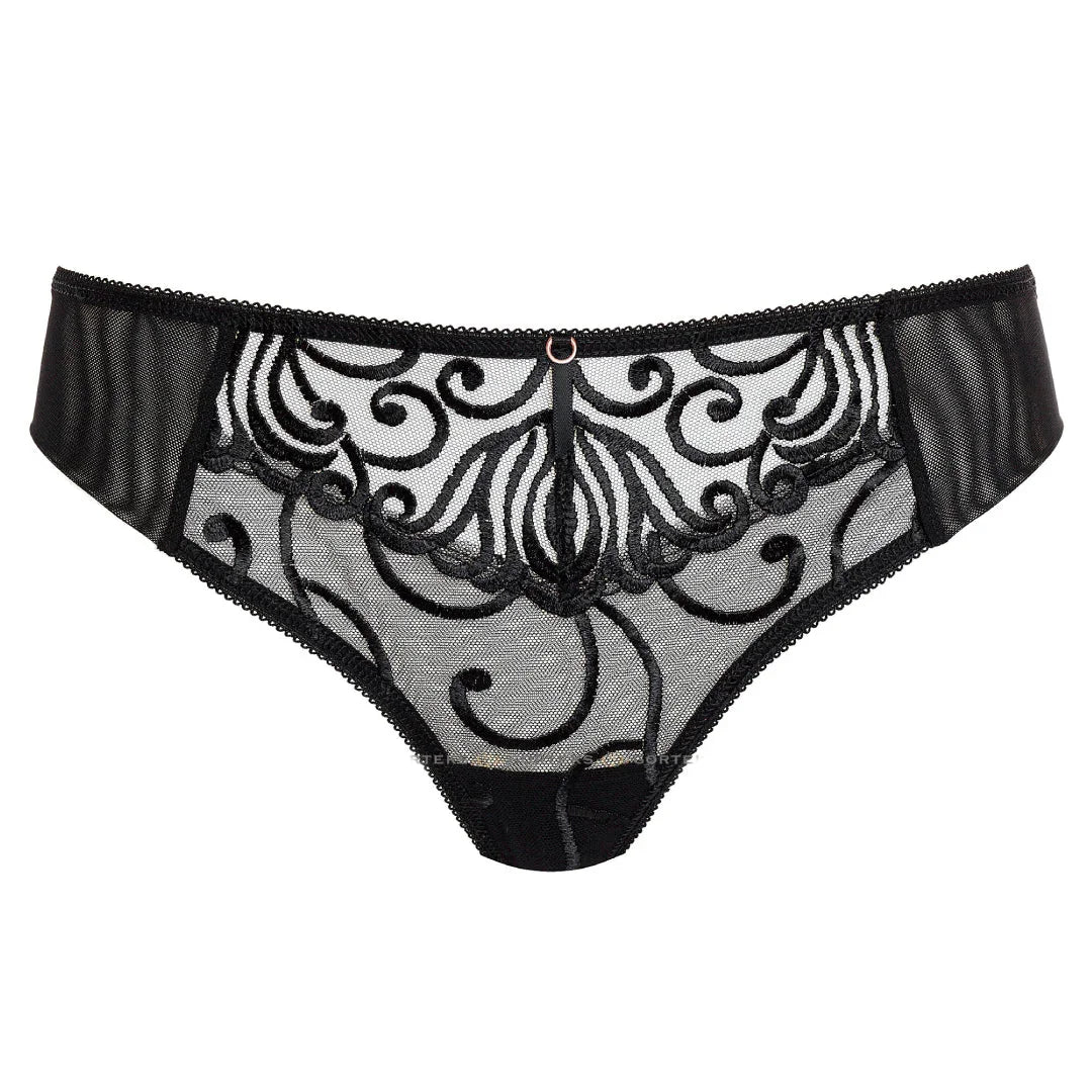 Sheer Thong Panty Gorteks Fiore Black - STREET STYLE