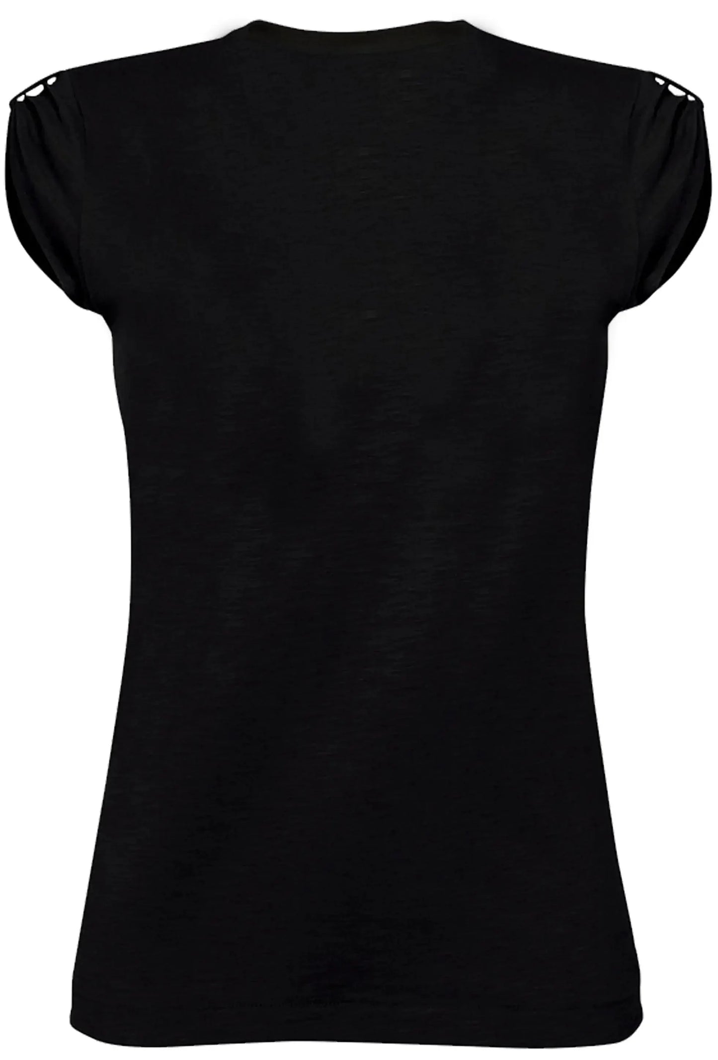 T-shirt nera donna in cotone fiammato, streetwear essenziale stile urban, retro semplice.