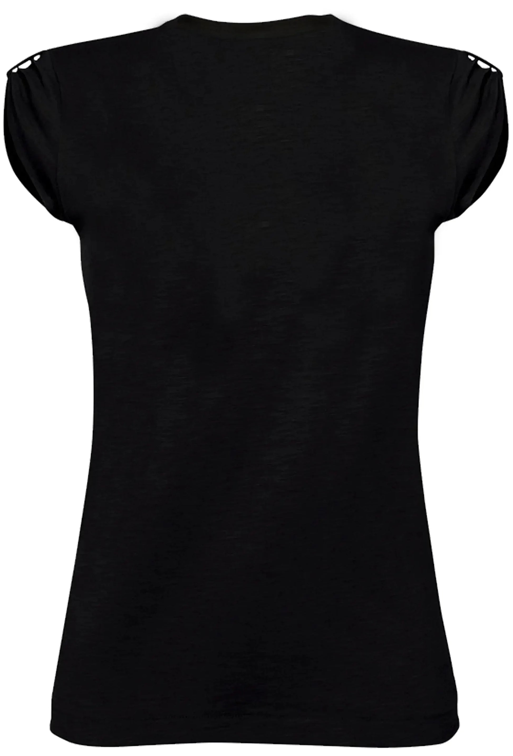 T-shirt nera donna in cotone fiammato, streetwear essenziale stile urban, retro semplice.