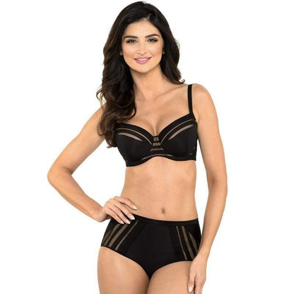 Full Figure Padded Striped Bra Gorteks Luna Black - STREET STYLE