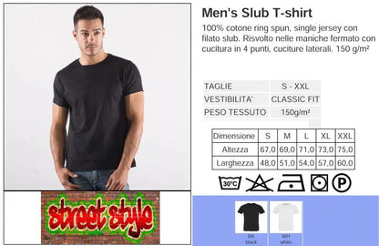 T-shirt uomo streetwear nera in cotone 100%, stile urban, maniche corte, fit classico