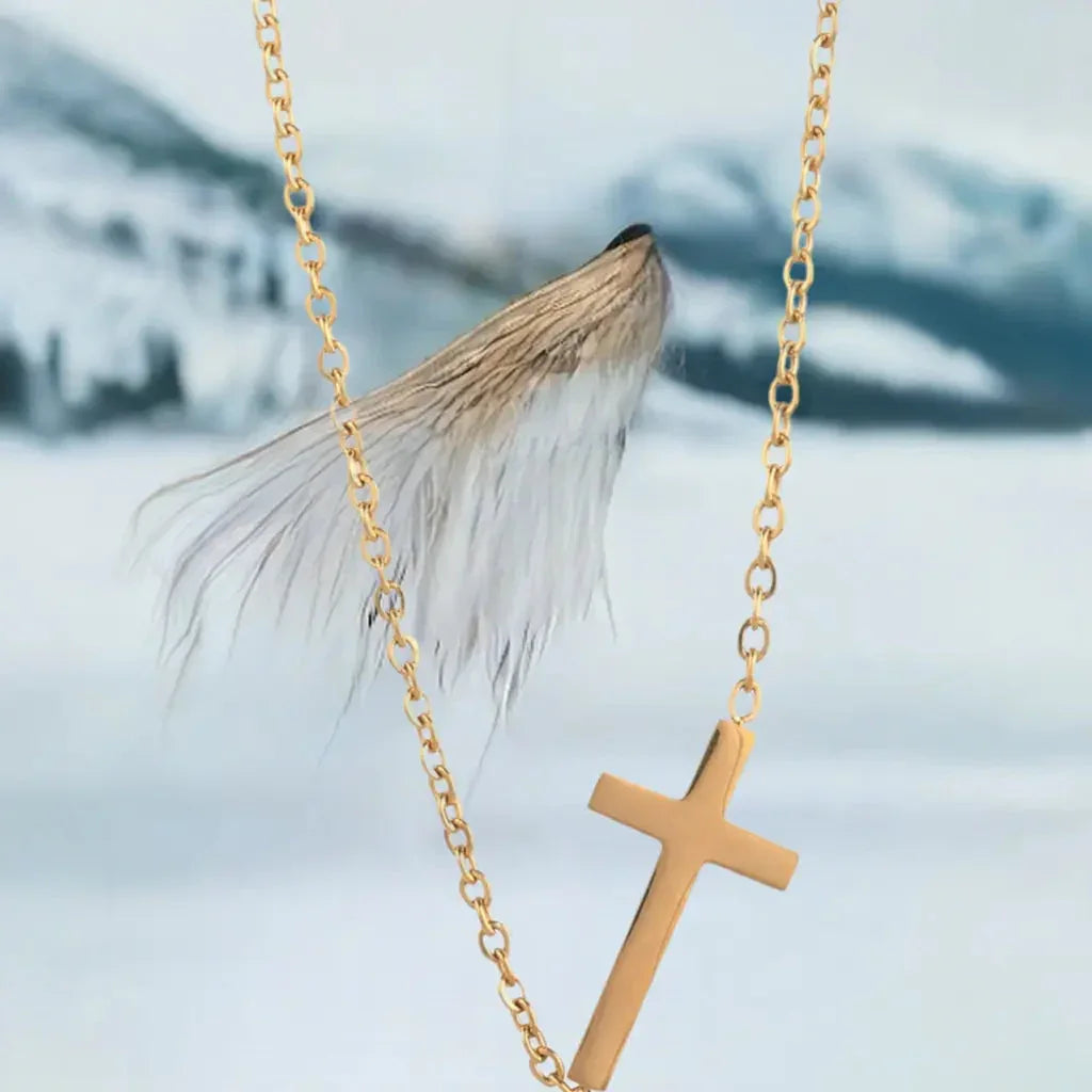14K gold necklace | Gold Plated Cross Pendant Necklace - STREET STYLE