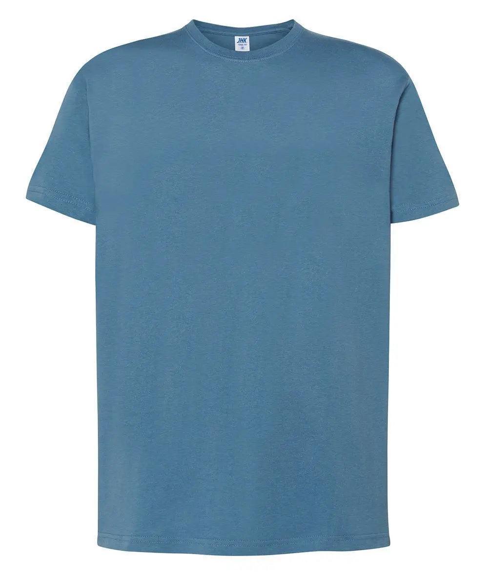 T-shirt uomo azzurra JHK streetwear essenziale, stile minimal, Street Style Rimini