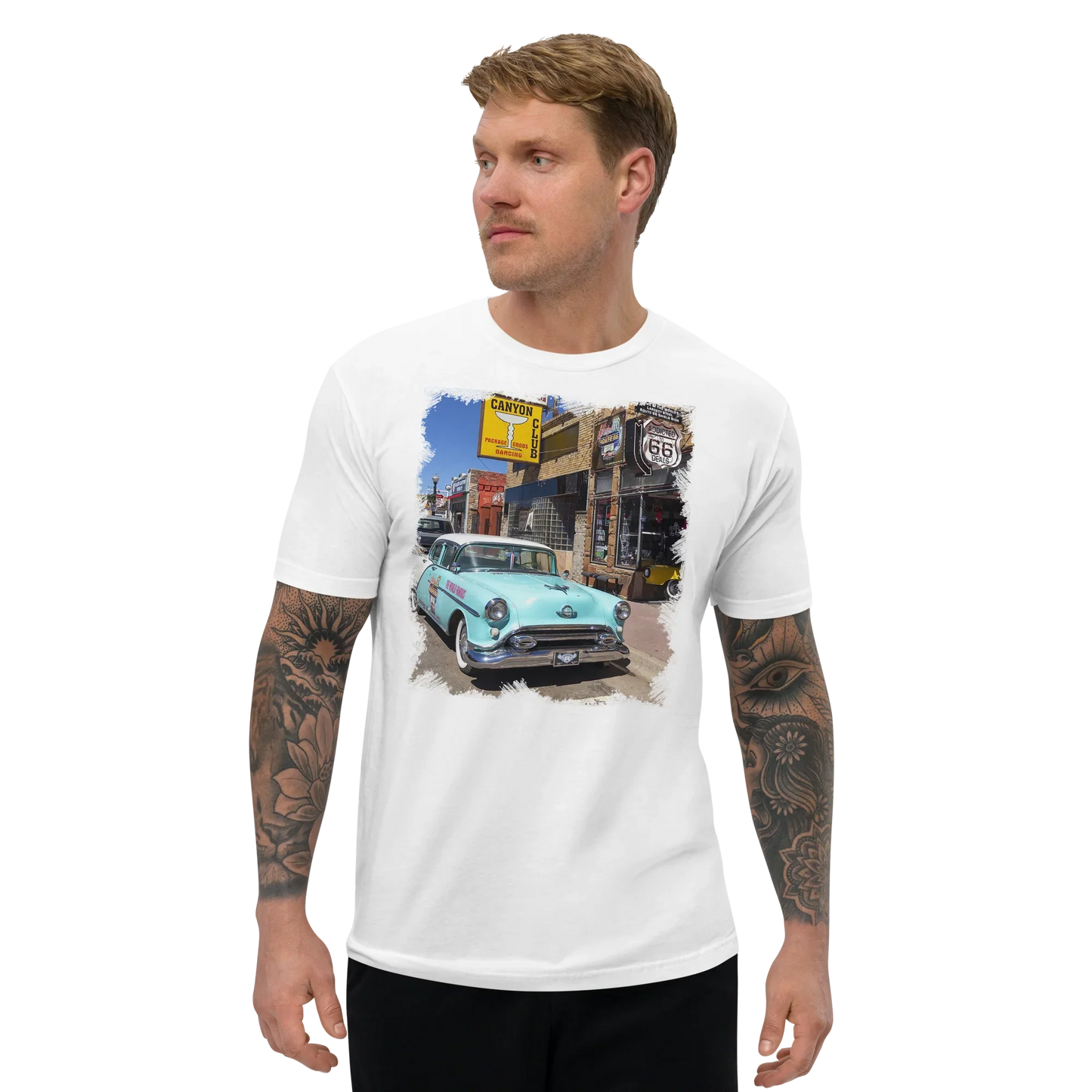 T-shirt Vintage Route 66 con Auto d'Epoca Americana - STREET STYLE