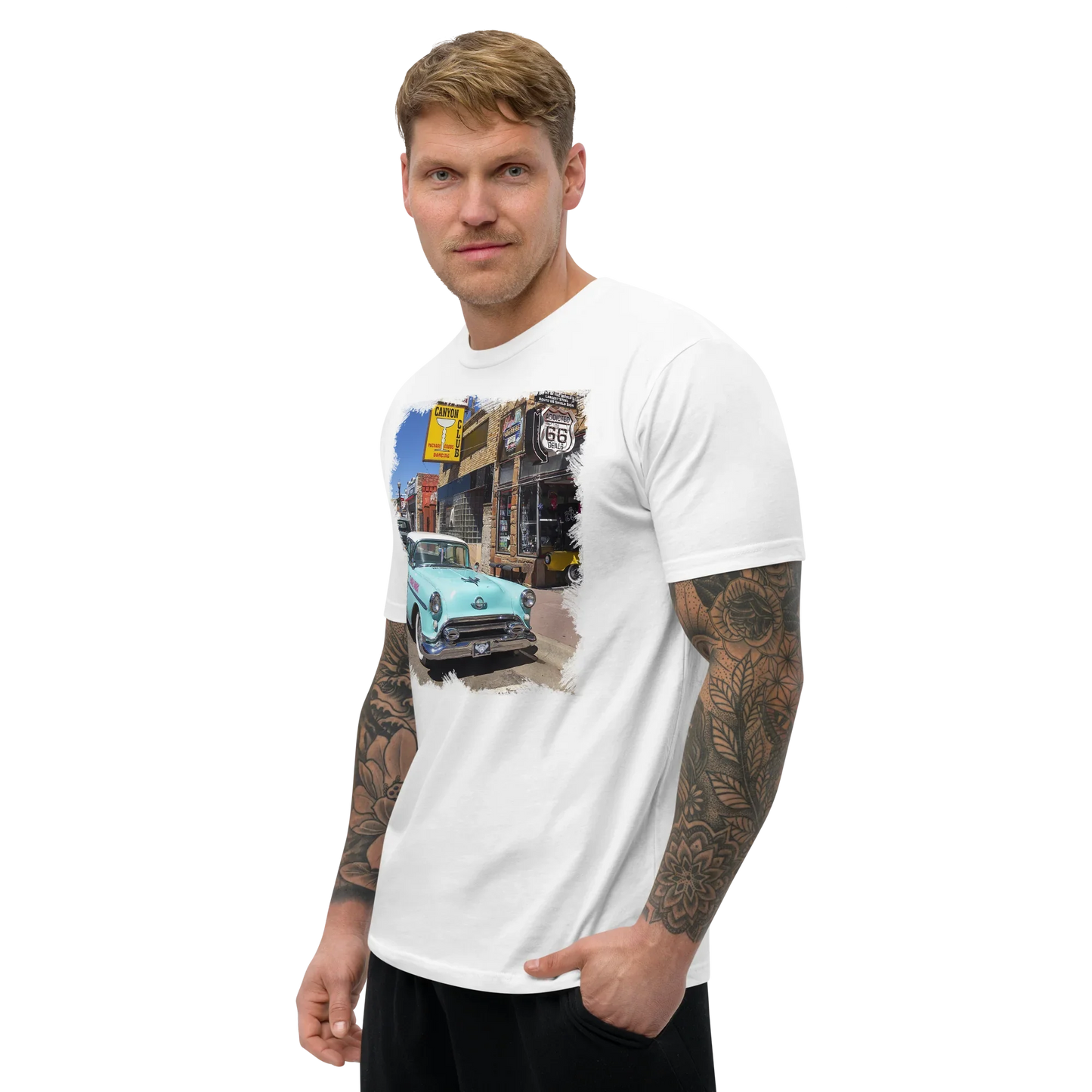 T-shirt Vintage Route 66 con Auto d'Epoca Americana - STREET STYLE