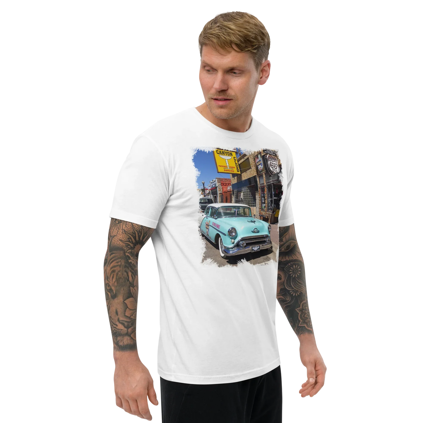 T-shirt Vintage Route 66 con Auto d'Epoca Americana - STREET STYLE