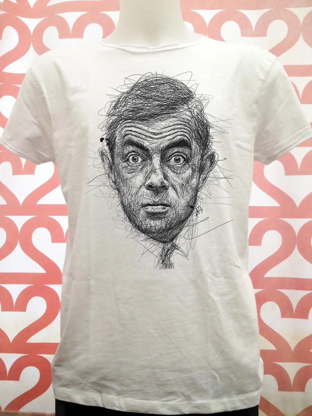 T-shirt uomo streetwear bianca con stampa grafica volto, stile urban Street Style Rimini