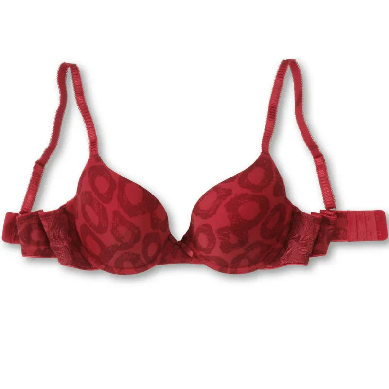 Sassa Red Animal Print Molded Plunge Bra - STREET STYLE