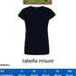 T-shirt donna streetwear nero con tabella misure, cotone, Street Style Rimini.