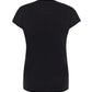 T-shirt donna streetwear nera in cotone pettinato, vista posteriore, stile street style