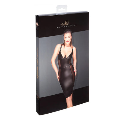Power Wetlook Pencil Dress Noir Handmade Muse - STREET STYLE