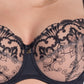 Sheer Mesh Embroidered Full Figure Bra Perla Black - STREET STYLE