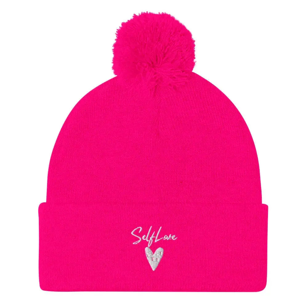 Self Love - Pom-Pom Beanie - Winter Beanie with Embroidery - STREET STYLE