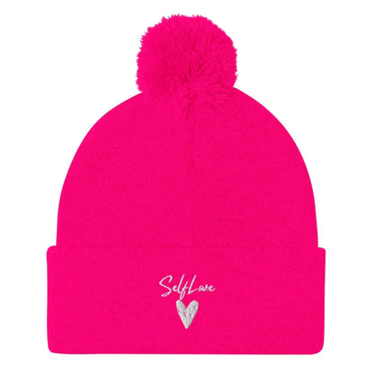Self Love - Pom-Pom Beanie - Winter Beanie with Embroidery - STREET STYLE