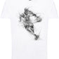 T-shirt bianca streetwear in cotone con design stilizzato di cestista Bulls, stile urban