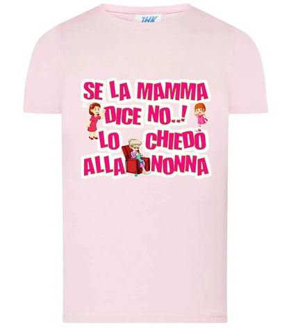 T-shirt rosa da donna in cotone, stile streetwear, con scritta divertente e grafiche colorate di mamma, bambina e nonna.