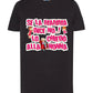 T-shirt nera stile streetwear con stampa 'Se la mamma dice no lo chiedo alla nonna', icone femminili.