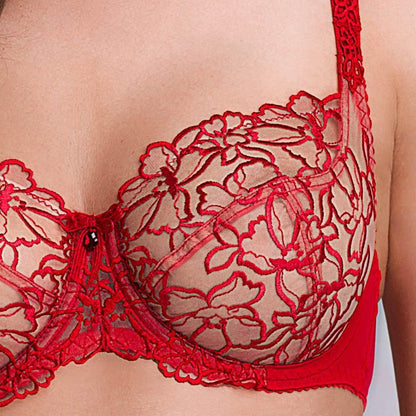 Semi Sheer Full Figure Bra Stefi L Crimson - STREET STYLE