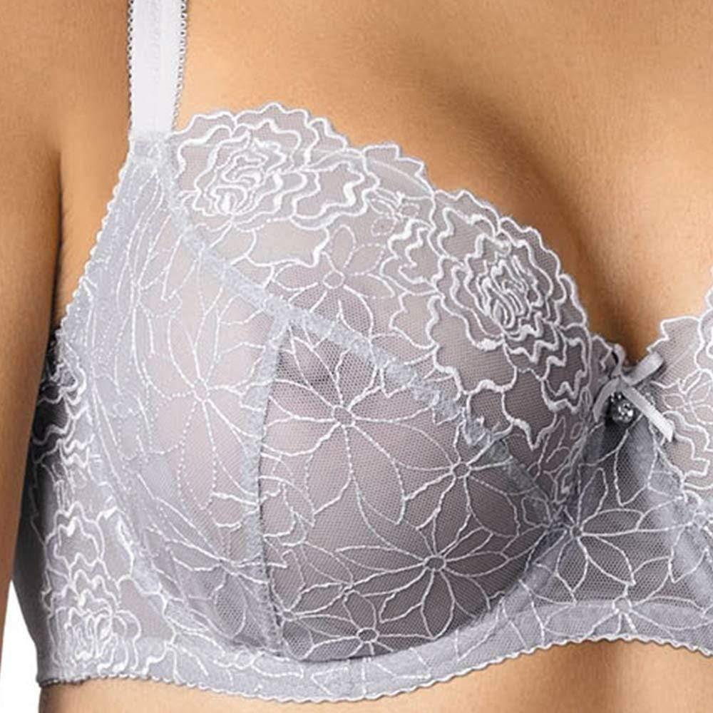 Sheer Mesh Balconette Bra Gorteks Pamela Silver - STREET STYLE