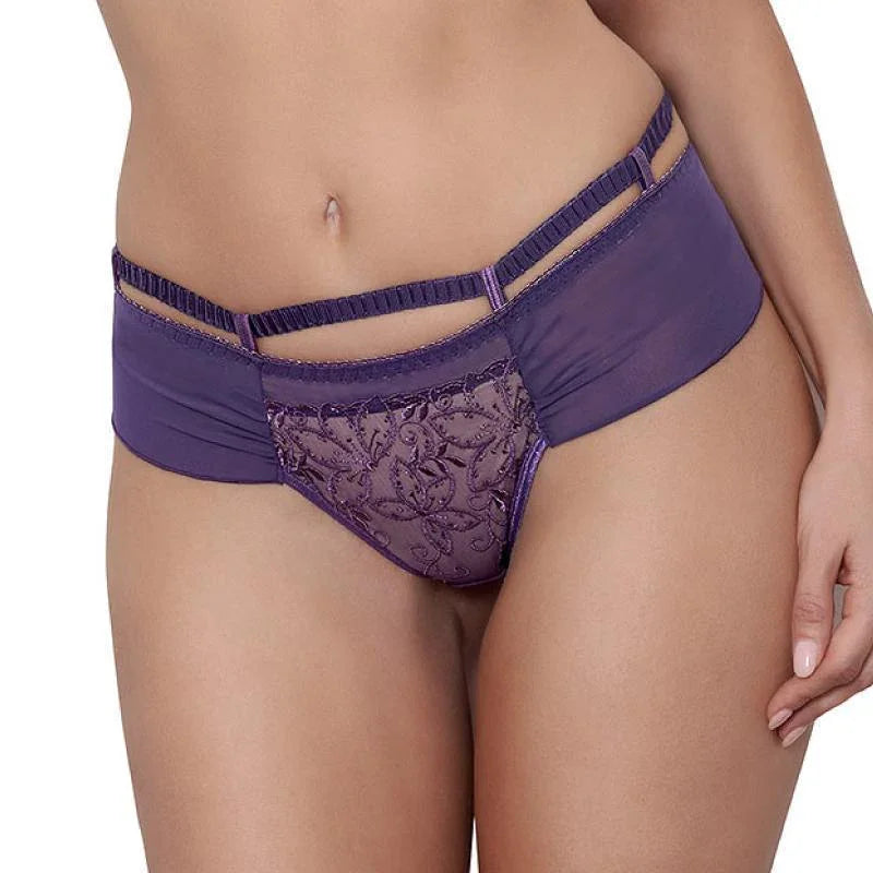 Sheer Lace Brazilian Thong Panty Axami Miami Vibe Purple - STREET STYLE