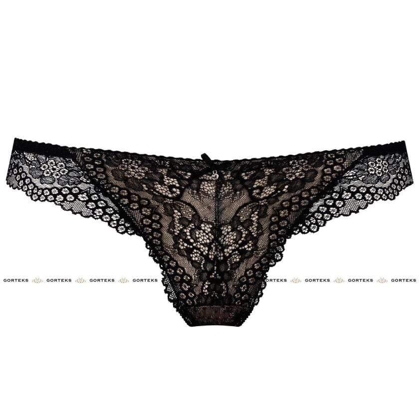 Sheer Lace Thong Panty Gorteks Scarlet Black - STREET STYLE