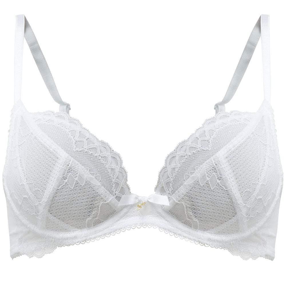 Sheer Plunge Bra Gossard Superboost Lace White - STREET STYLE