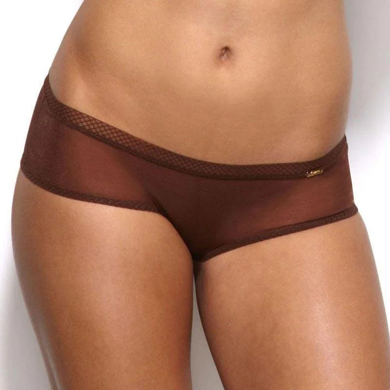 Sheer See Through Shorts Panty Gossard Glossies Brown - STREET STYLE