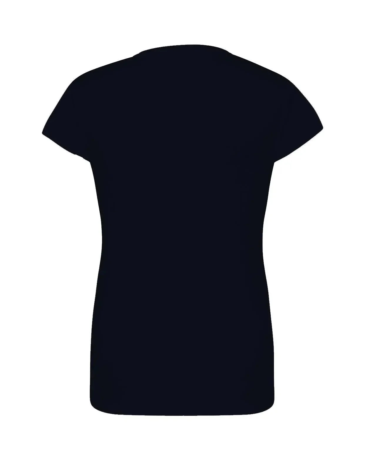 T-shirt donna nera basic in cotone pettinato, stile streetwear, vista posteriore.