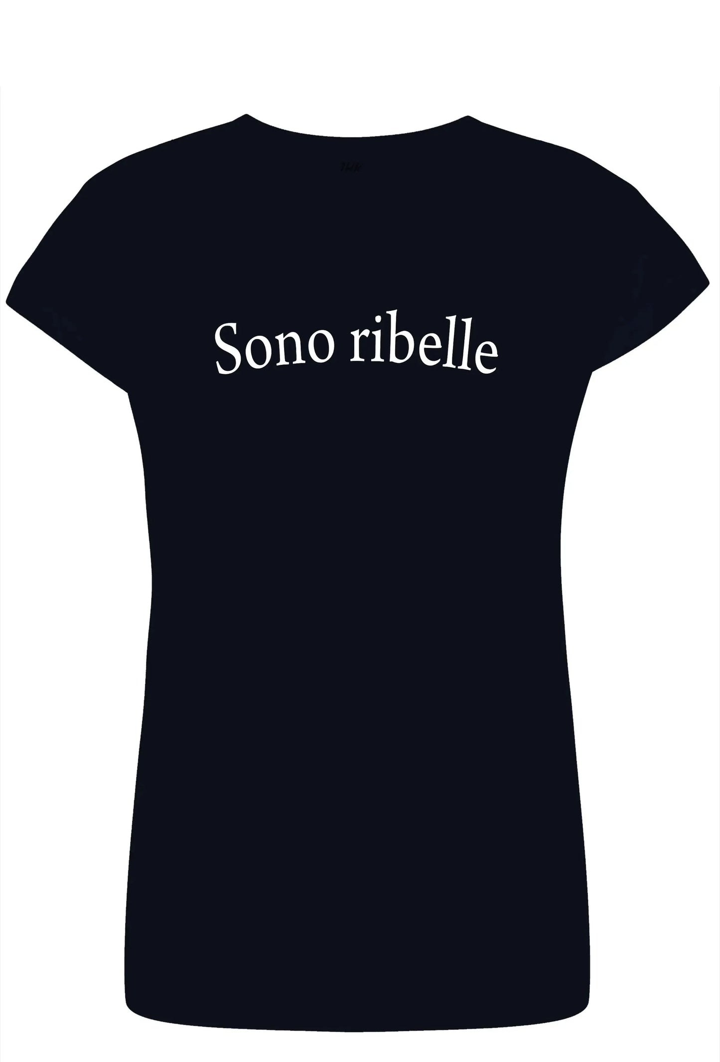 T-shirt donna nera streetwear, cotone, scritta 'Sono ribelle', Street Style Rimini