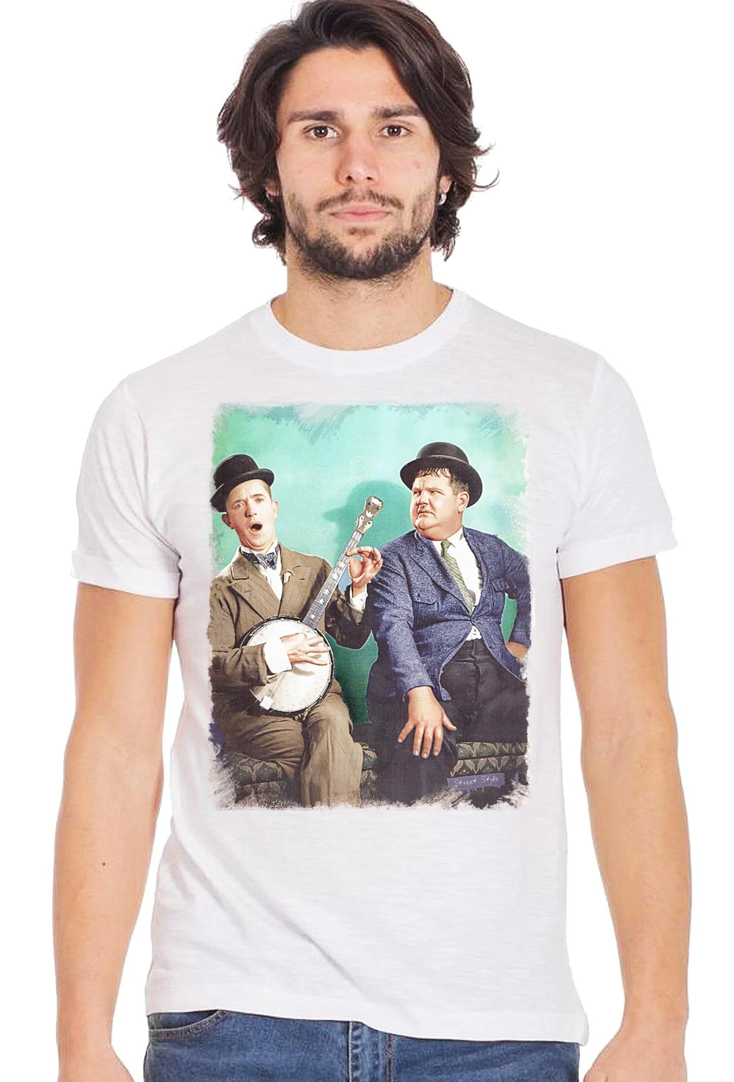 Stanlio e Olio T-shirt Uomo Urban Slub Cotone - STREET STYLE