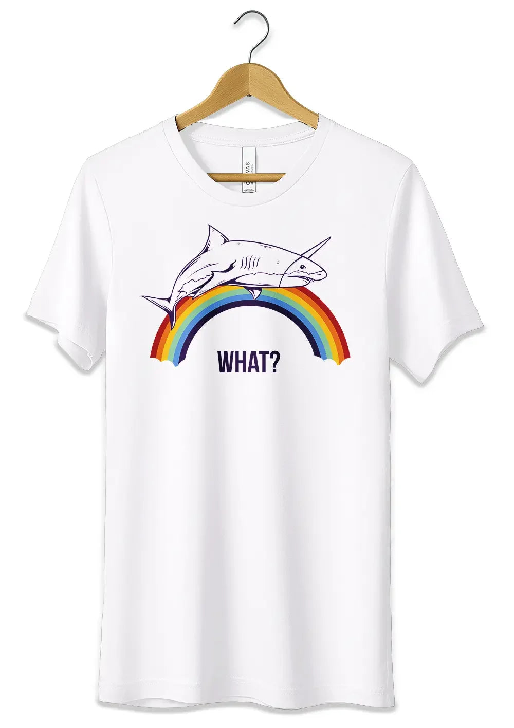 T-Shirt Maglietta Divertente What? Squalo Arcobaleno Unicorno - STREET STYLE