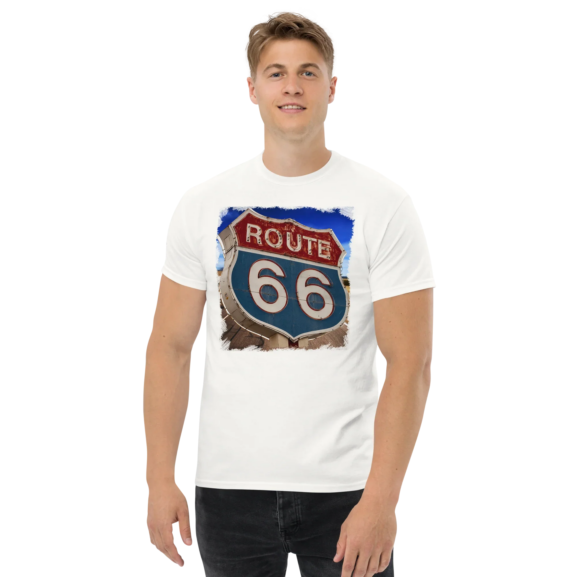 T-shirt Uomo Route 66 - Stampa Vintage Iconica Americana 12066-4 - STREET STYLE