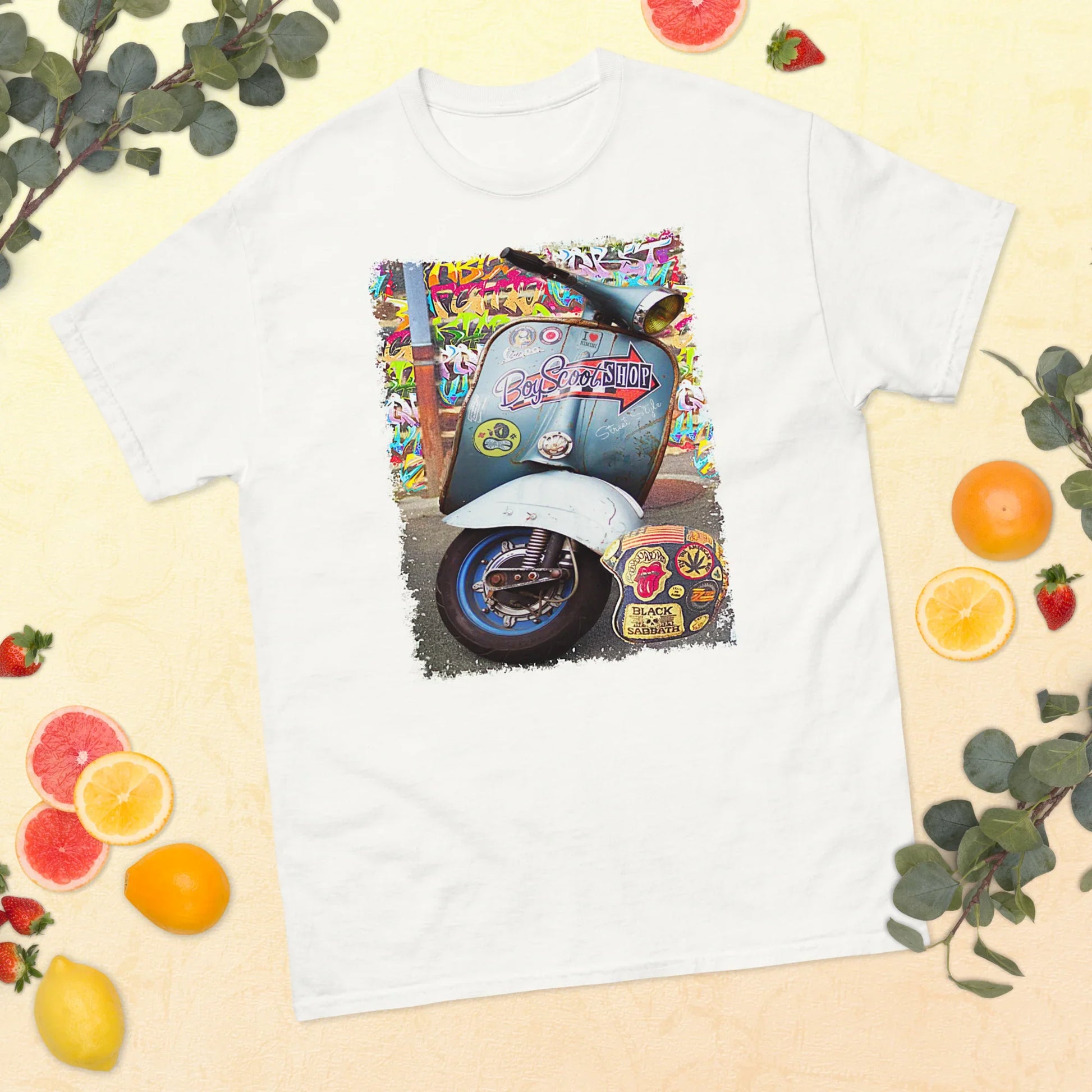 T-shirt Uomo Stampa Scooter Vintage Stile Graffiti Urbano 11011-VES - STREET STYLE