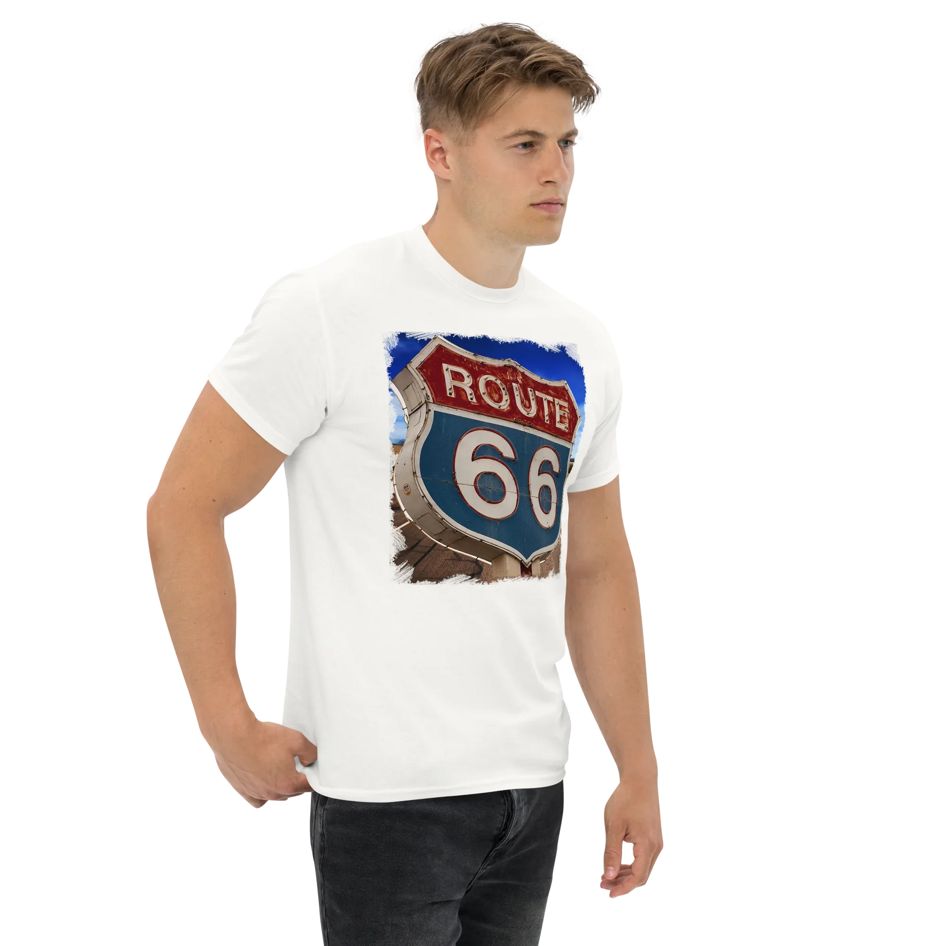 T-shirt Uomo Route 66 - Stampa Vintage Iconica Americana 12066-4 - STREET STYLE