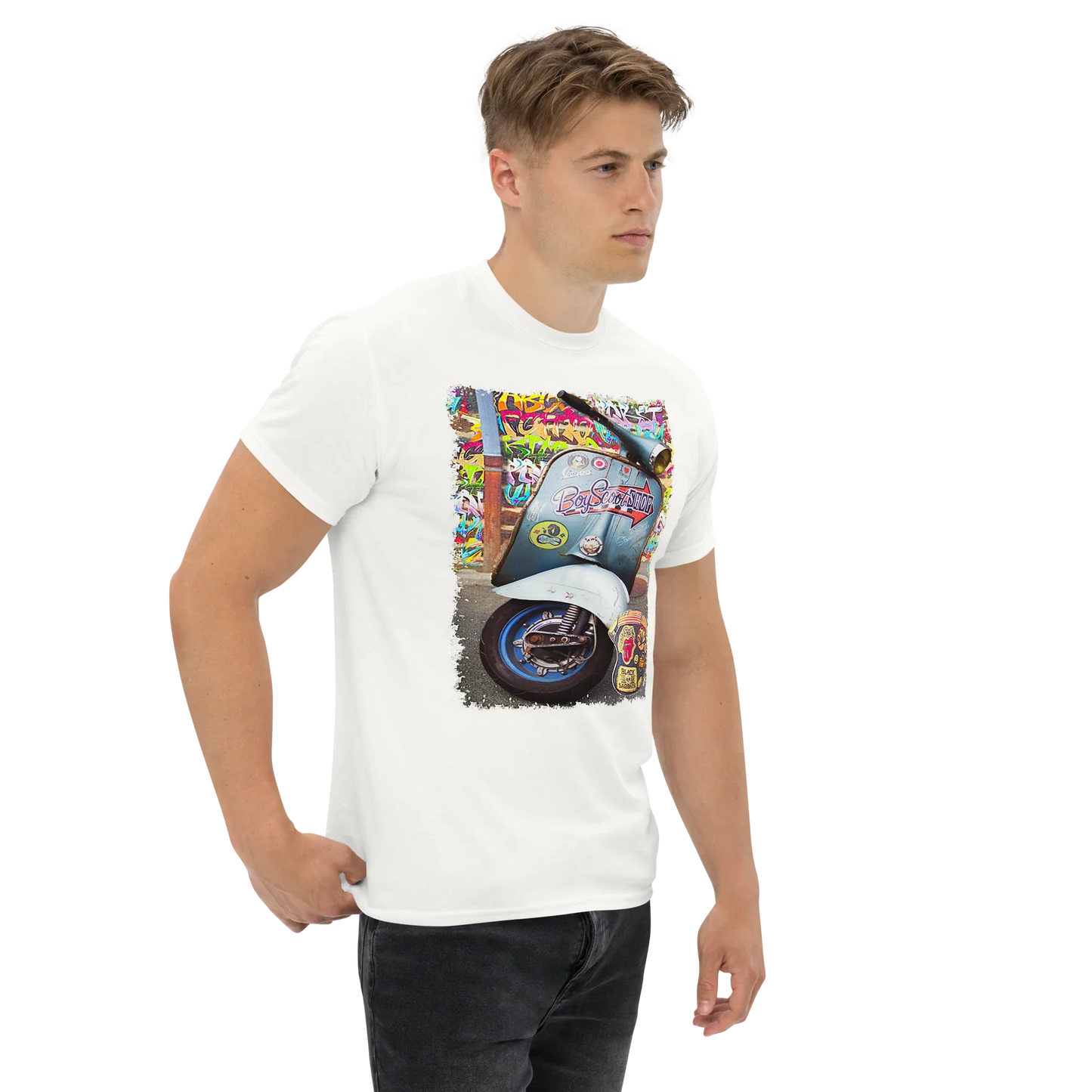 T-shirt Uomo Stampa Scooter Vintage Stile Graffiti Urbano 11011-VES - STREET STYLE