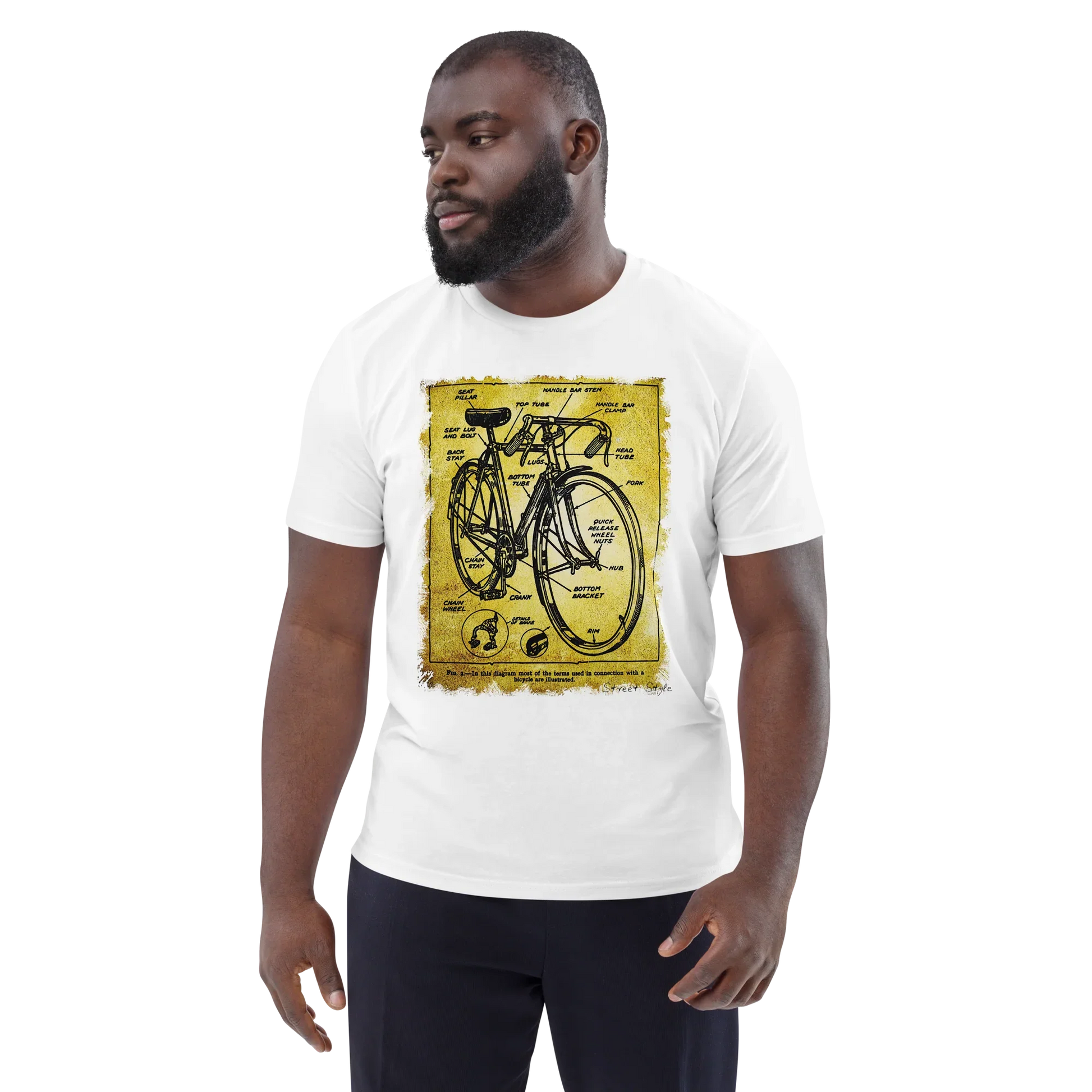 T-shirt Uomo con Stampa Diagramma Bici Vintage | Anatomia Ciclista - STREET STYLE