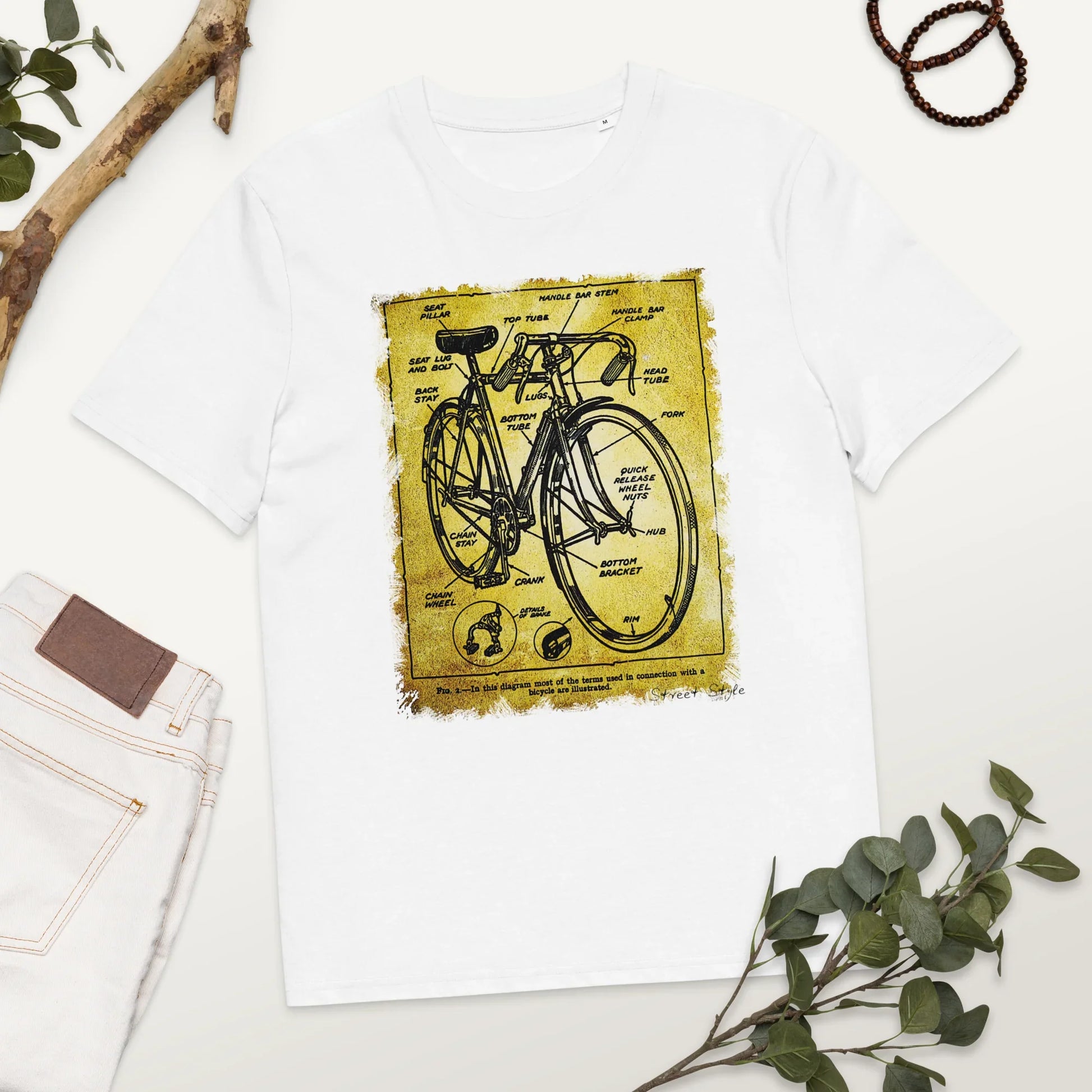 T-shirt Uomo con Stampa Diagramma Bici Vintage | Anatomia Ciclista - STREET STYLE