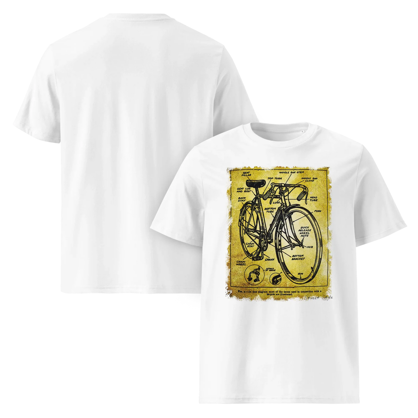T-shirt Uomo con Stampa Diagramma Bici Vintage | Anatomia Ciclista - STREET STYLE