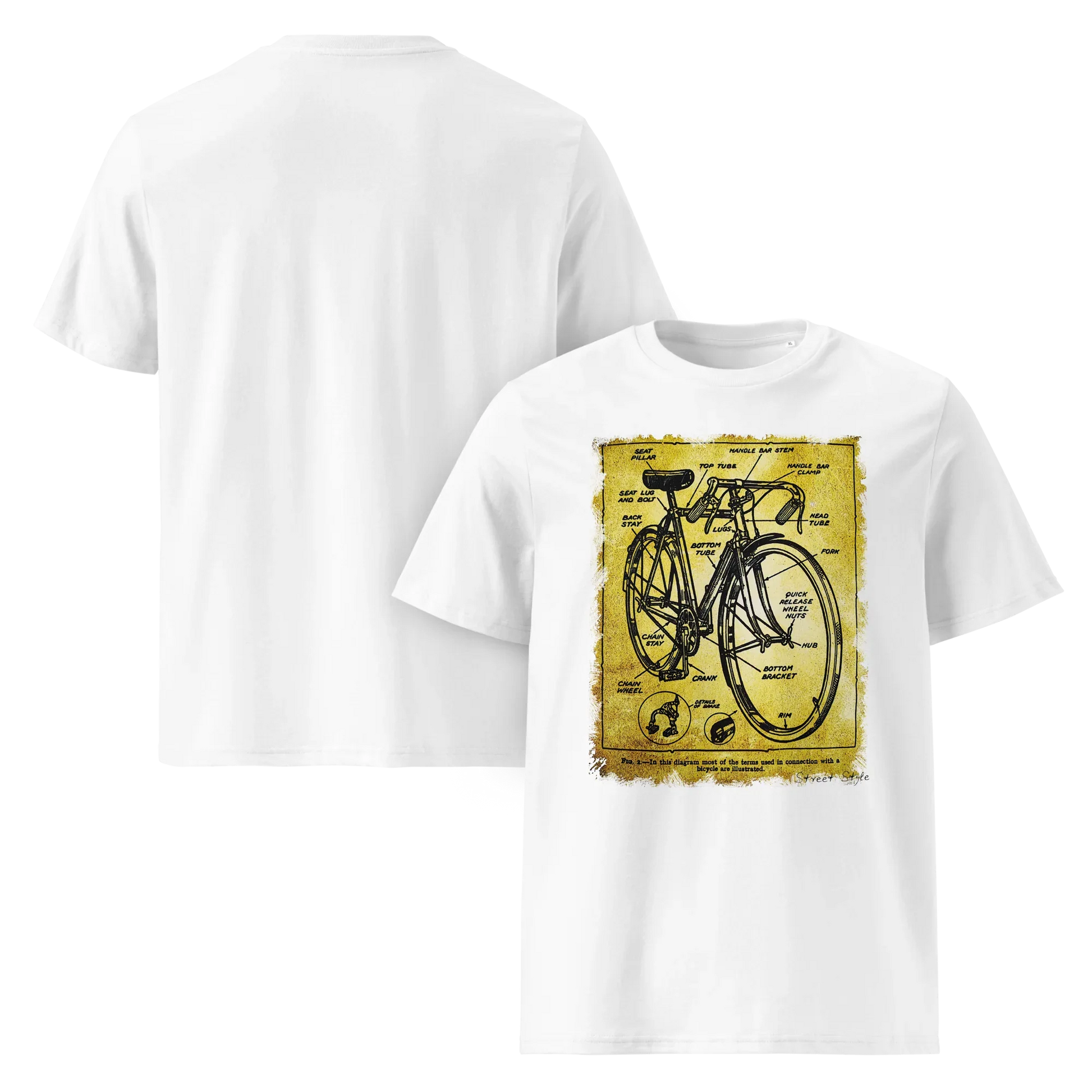 T-shirt Uomo con Stampa Diagramma Bici Vintage | Anatomia Ciclista - STREET STYLE