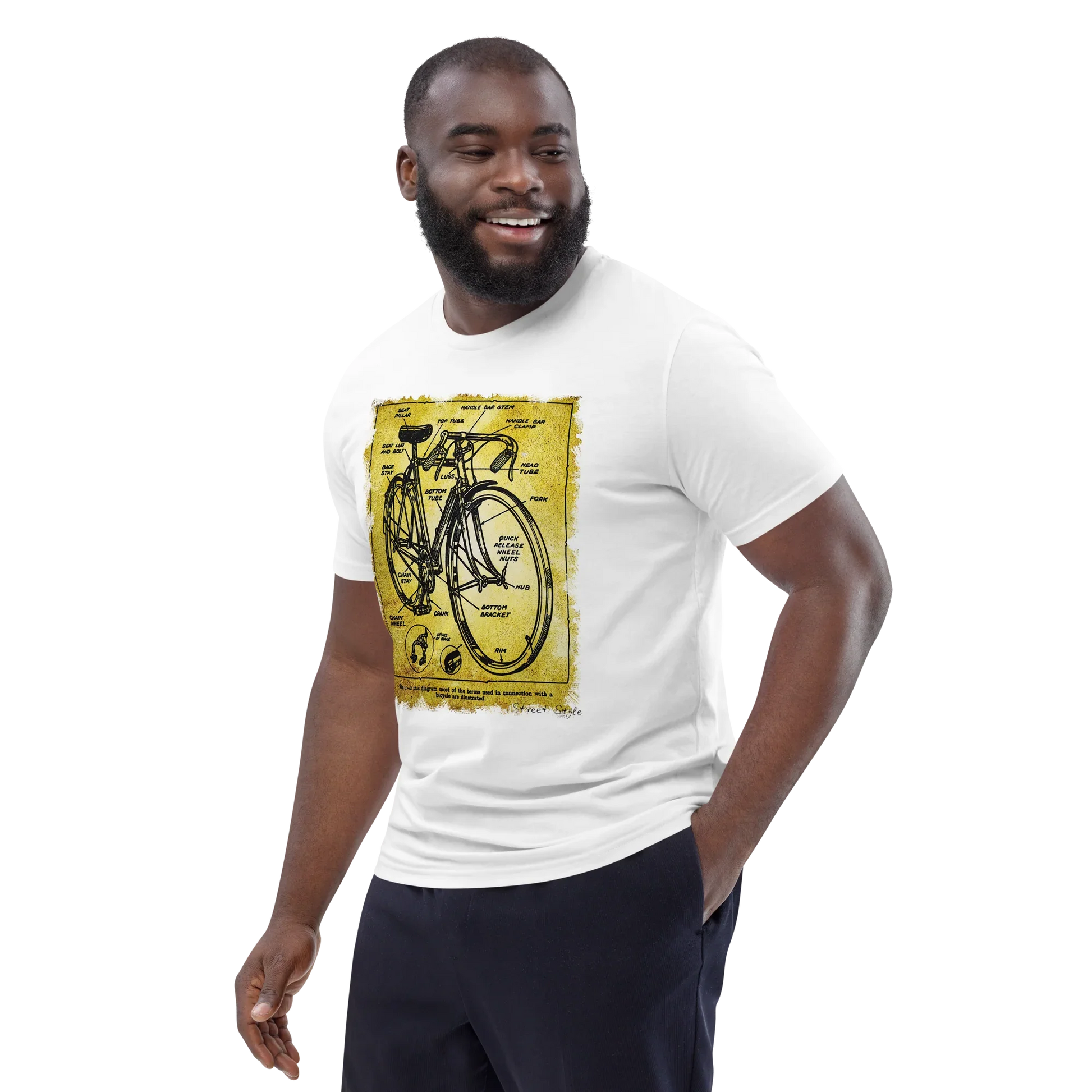 T-shirt Uomo con Stampa Diagramma Bici Vintage | Anatomia Ciclista - STREET STYLE