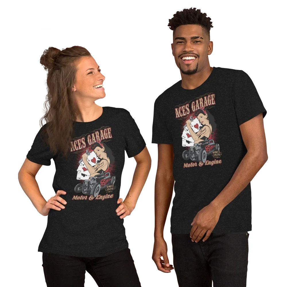 T-shirt Uomo Aces Garage Hot Rod Pin-Up Stile Vintage 10157 Aces garage - STREET STYLE