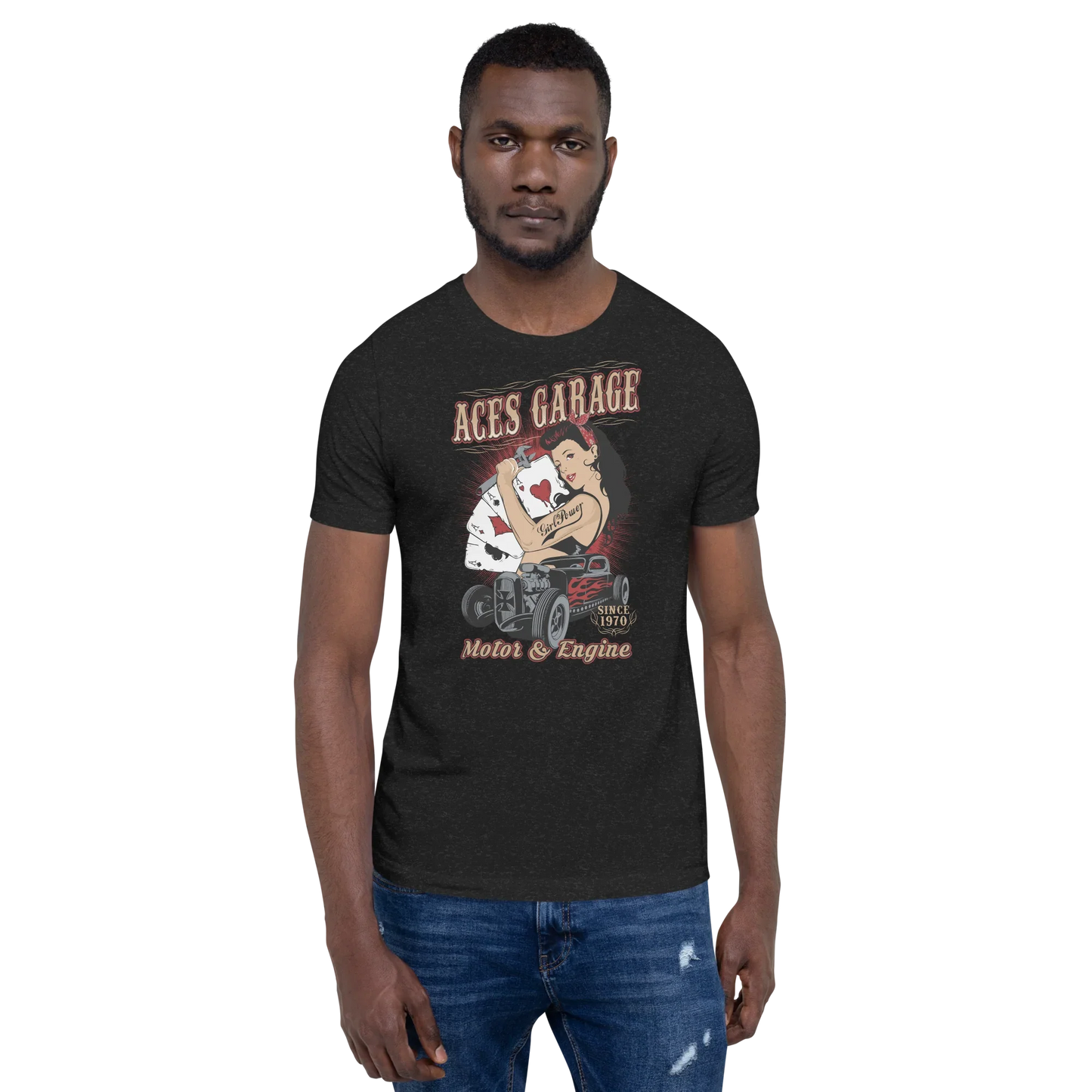 T-shirt Uomo Aces Garage Hot Rod Pin-Up Stile Vintage 10157 Aces garage - STREET STYLE