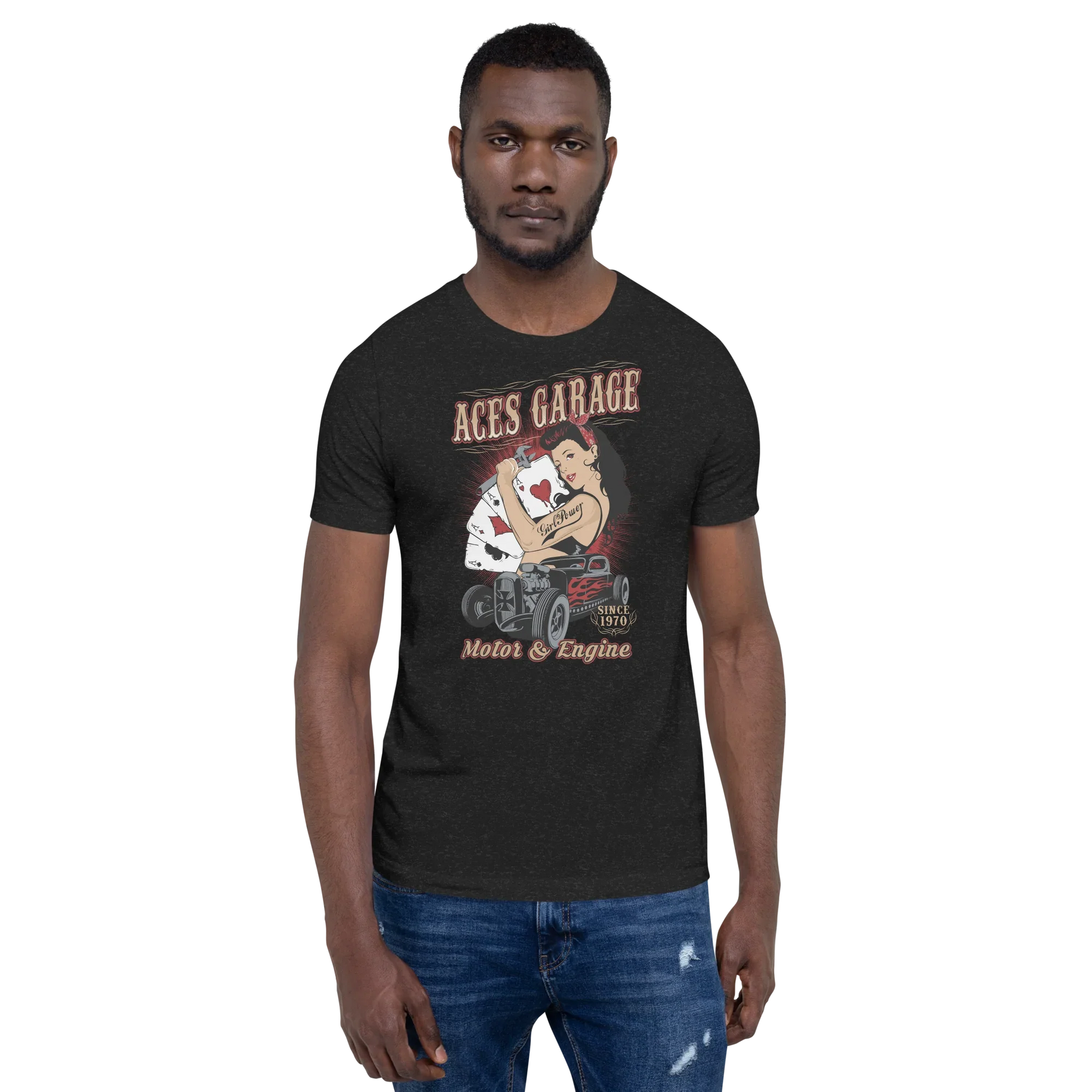 T-shirt Uomo Aces Garage Hot Rod Pin-Up Stile Vintage 10157 Aces garage - STREET STYLE